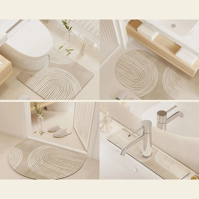 Ivy Bronx 4 Pieces Japandi Light Khaki Diatom Mud Non-Slip Bath Mat ...